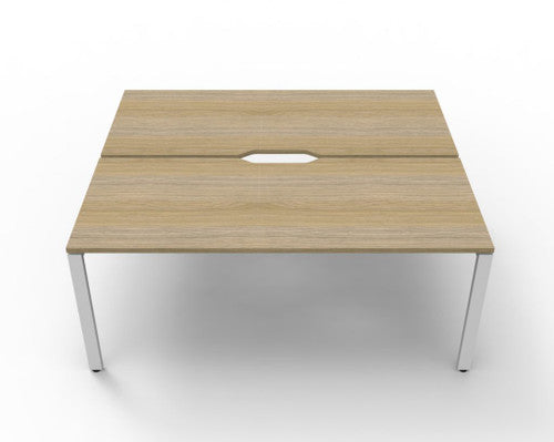 Rapidline Deluxe Infinity Back to Back 2 Person Workstation Profile Leg 1800 x 750mm Natural Oak / White Satin