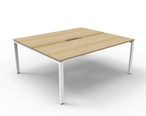 Rapidline Deluxe Infinity Back to Back 2 Person Workstation Profile Leg 1800 x 750mm Natural Oak / White Satin