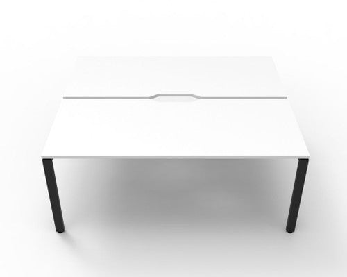 Rapidline Deluxe Infinity Back to Back 2 Person Workstation Profile Leg 1800 x 750mm Natural White / Black Satin