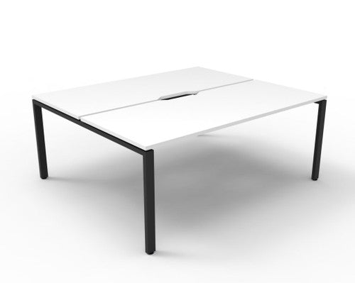 Rapidline Deluxe Infinity Back to Back 2 Person Workstation Profile Leg 1800 x 750mm Natural White / Black Satin