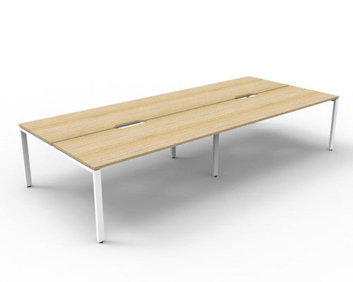 Rapidline Deluxe Infinity Back to Back 4 Person Workstation Profile Leg 1200 x 750mm Natural Oak / White Satin