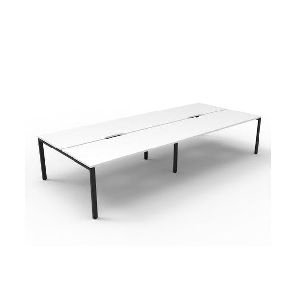 Rapidline Deluxe Infinity Back to Back 4 Person Workstation Profile Leg 1500 x 750mm Natural White / Black Satin