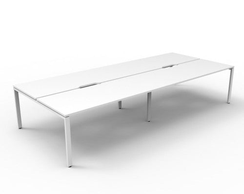 Rapidline Deluxe Infinity Back to Back 4 Person Workstation Profile Leg 1500 x 750mm Natural White / White Satin