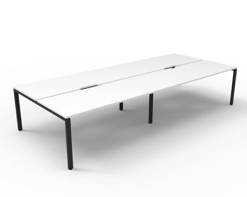 Rapidline Deluxe Infinity Back to Back 4 Person Workstation Profile Leg 1800 x 750mm Natural White / Black Satin