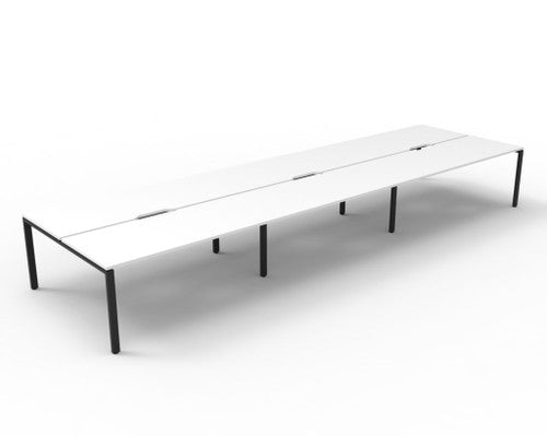 Rapidline Deluxe Infinity Back to Back 6 Person Workstation Profile Leg 1200 x 750mm Natural White / Black Satin