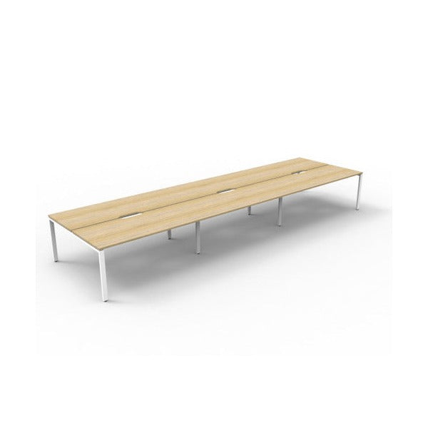 Rapidline Deluxe Infinity Back to Back 6 Person Workstation Profile Leg 1500 x 750mm Natural Oak / White Satin