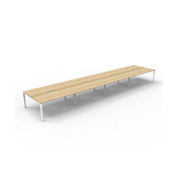 Rapidline Deluxe Infinity Back to Back 8 Person Workstation Profile Leg 1200 x 750mm Natural Oak / White Satin