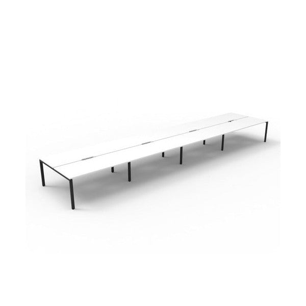 Rapidline Deluxe Infinity Back to Back 8 Person Workstation Profile Leg 1500 x 750mm Natural White / Black Satin