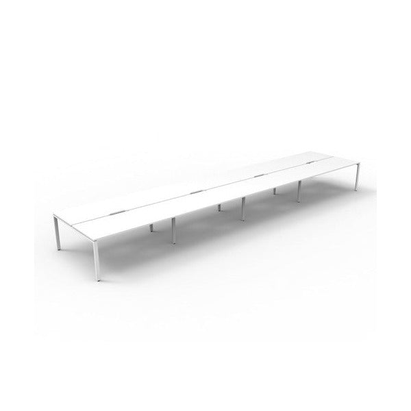 Rapidline Deluxe Infinity Back to Back 8 Person Workstation Profile Leg 1800 x 750mm Natural White / White Satin