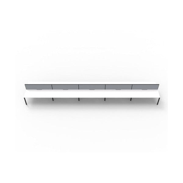Rapidline Deluxe Infinity Back to Back 10 Person Workstation Profile Leg 1200 x 750mm with Screen Natural White / Black Satin