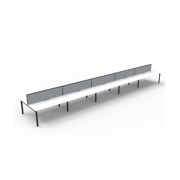 Rapidline Deluxe Infinity Back to Back 10 Person Workstation Profile Leg 1200 x 750mm with Screen Natural White / Black Satin