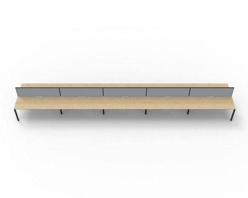 Rapidline Deluxe Infinity Back to Back 10 Person Workstation Profile Leg 1500 x 750mm with Screen Natural Oak / Black Satin