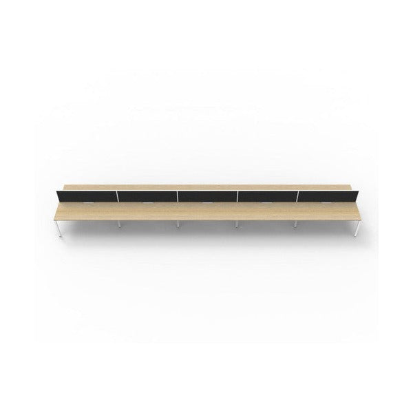 Rapidline Deluxe Infinity Back to Back 10 Person Workstation Profile Leg 1500 x 750mm with Screen Natural Oak / White Satin