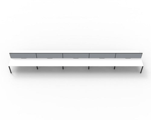 Rapidline Deluxe Infinity Back to Back 10 Person Workstation Profile Leg 1500 x 750mm with Screen Natural White / Black Satin