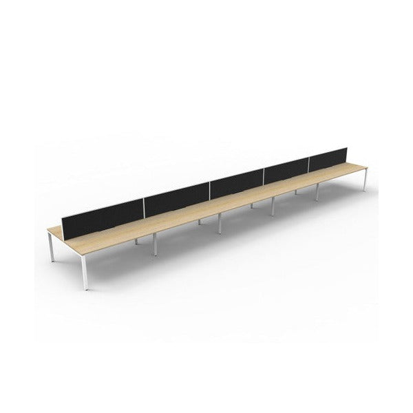 Rapidline Deluxe Infinity Back to Back 10 Person Workstation Profile Leg 1800 x 750mm with Screen Natural Oak / White Satin