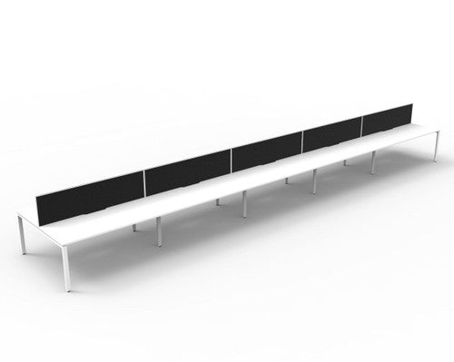 Rapidline Deluxe Infinity Back to Back 10 Person Workstation Profile Leg 1800 x 750mm with Screen Natural White / White Satin