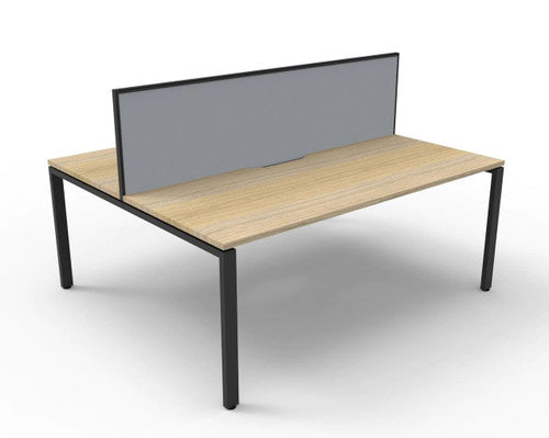 Rapidline Deluxe Infinity Back to Back 2 Person Workstation Profile Leg 1200 x 750mm with Screen Natural Oak / Black Satin