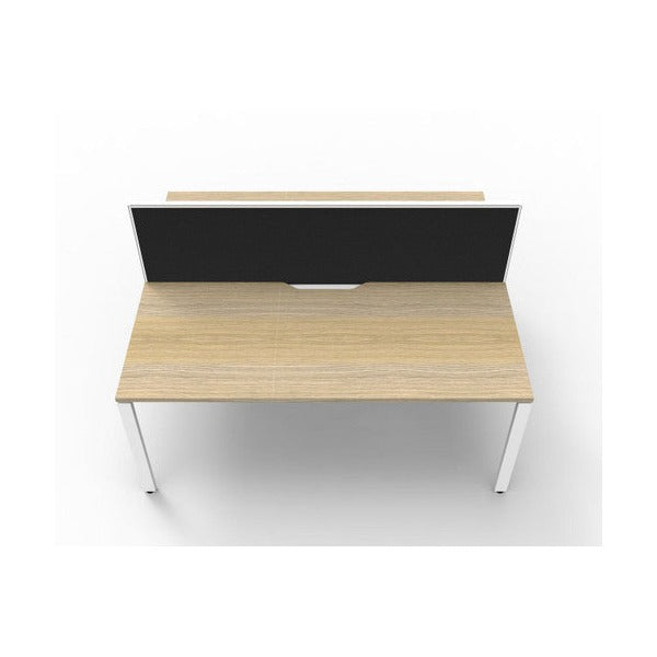 Rapidline Deluxe Infinity Back to Back 2 Person Workstation Profile Leg 1200 x 750mm with Screen Natural Oak / White Satin