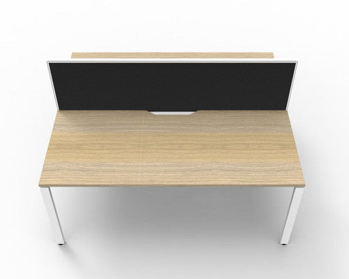 Rapidline Deluxe Infinity Back to Back 2 Person Workstation Profile Leg 1200 x 750mm with Screen Natural Oak / White Satin