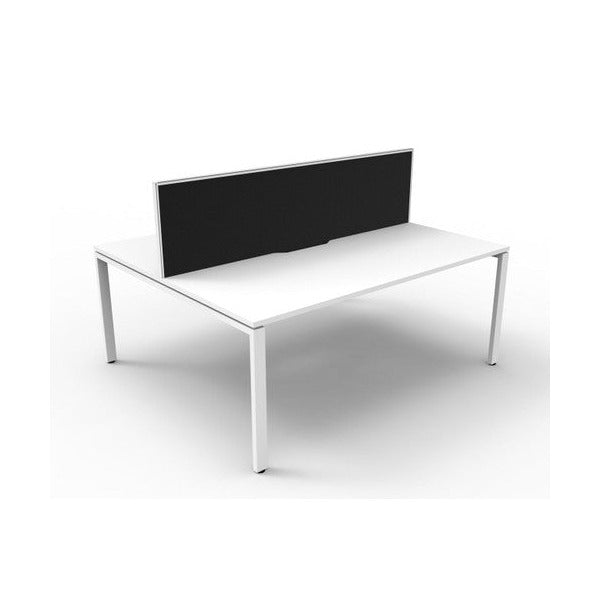 Rapidline Deluxe Infinity Back to Back 2 Person Workstation Profile Leg 1200 x 750mm with Screen Natural White / White Satin