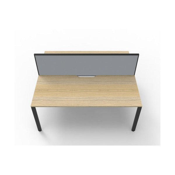 Rapidline Deluxe Infinity Back to Back 2 Person Workstation Profile Leg 1500 x 750mm with Screen Natural Oak / Black Satin