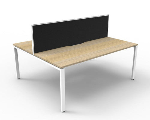 Rapidline Deluxe Infinity Back to Back 2 Person Workstation Profile Leg 1500 x 750mm with Screen Natural Oak / White Satin