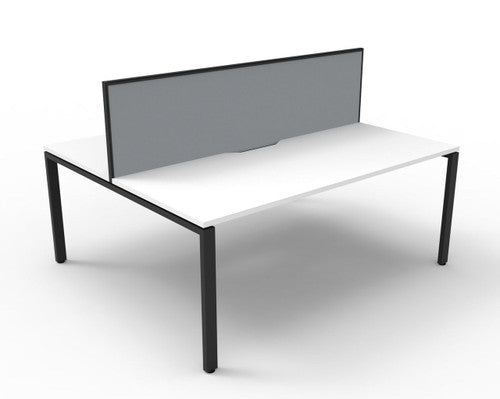 Rapidline Deluxe Infinity Back to Back 2 Person Workstation Profile Leg 1500 x 750mm with Screen Natural White / Black Satin