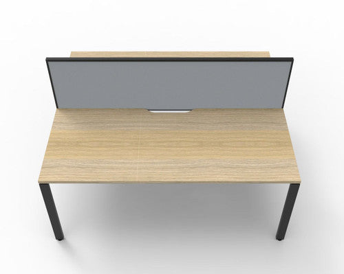 Rapidline Deluxe Infinity Back to Back 2 Person Workstation Profile Leg 1800 x 750mm with Screen Natural Oak / Black Satin
