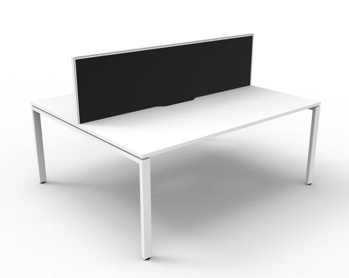 Rapidline Deluxe Infinity Back to Back 2 Person Workstation Profile Leg 1800 x 750mm with Screen Natural White / White Satin
