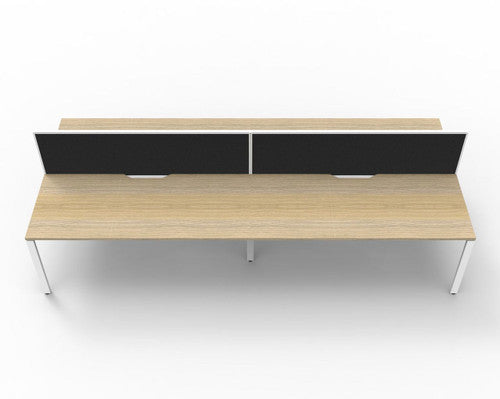 Rapidline Deluxe Infinity Back to Back 4 Person Workstation Profile Leg 1500 x 750mm with Screen Natural Oak / White Satin