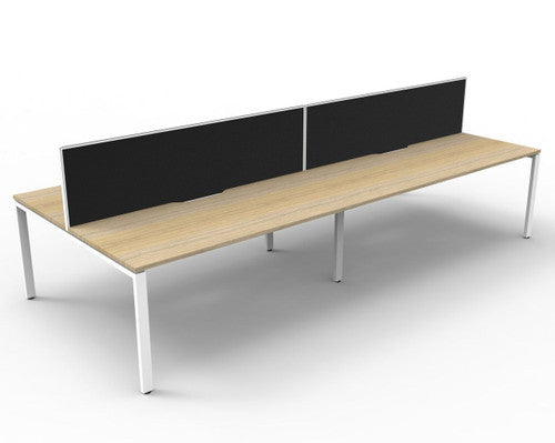 Rapidline Deluxe Infinity Back to Back 4 Person Workstation Profile Leg 1500 x 750mm with Screen Natural Oak / White Satin