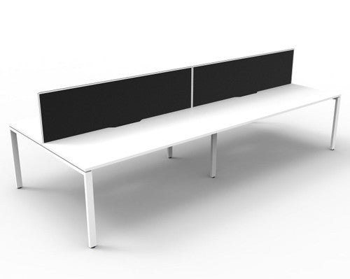 Rapidline Deluxe Infinity Back to Back 4 Person Workstation Profile Leg 1500 x 750mm with Screen Natural White / White Satin