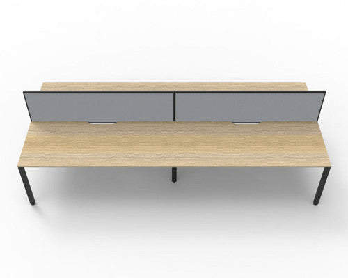 Rapidline Deluxe Infinity Back to Back 4 Person Workstation Profile Leg 1800 x 750mm with Screen Natural Oak / Black Satin