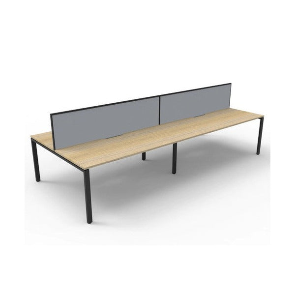 Rapidline Deluxe Infinity Back to Back 4 Person Workstation Profile Leg 1800 x 750mm with Screen Natural Oak / Black Satin