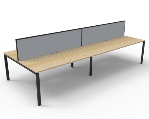 Rapidline Deluxe Infinity Back to Back 4 Person Workstation Profile Leg 1800 x 750mm with Screen Natural Oak / Black Satin