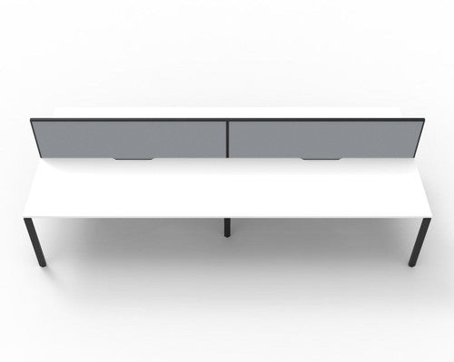 Rapidline Deluxe Infinity Back to Back 4 Person Workstation Profile Leg 1800 x 750mm with Screen Natural White / Black Satin