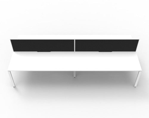 Rapidline Deluxe Infinity Back to Back 4 Person Workstation Profile Leg 1800 x 750mm with Screen Natural White / White Satin