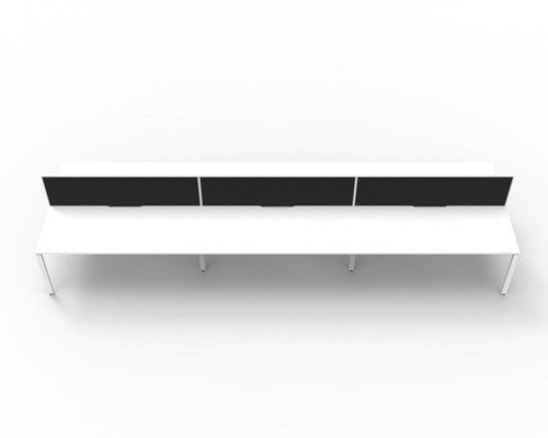 Rapidline Deluxe Infinity Back to Back 6 Person Workstation Profile Leg 1200 x 750mm with Screen Natural White / White Satin
