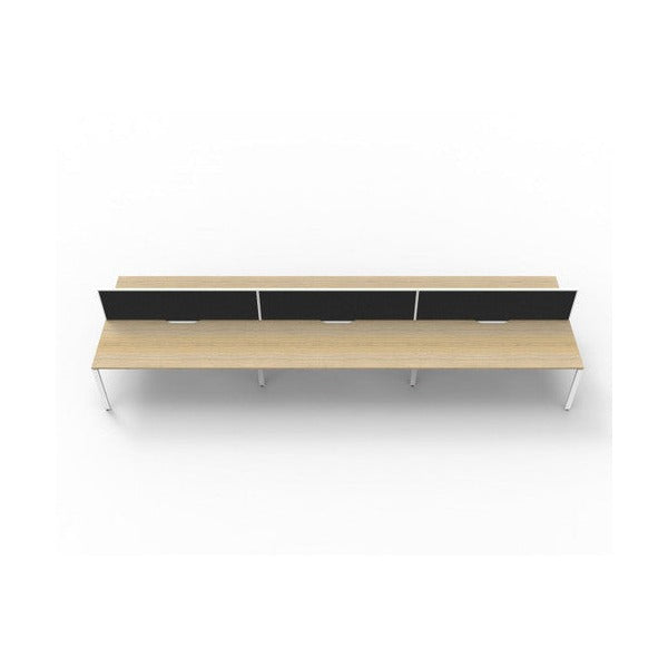 Rapidline Deluxe Infinity Back to Back 6 Person Workstation Profile Leg 1500 x 750mm with Screen Natural Oak / White Satin