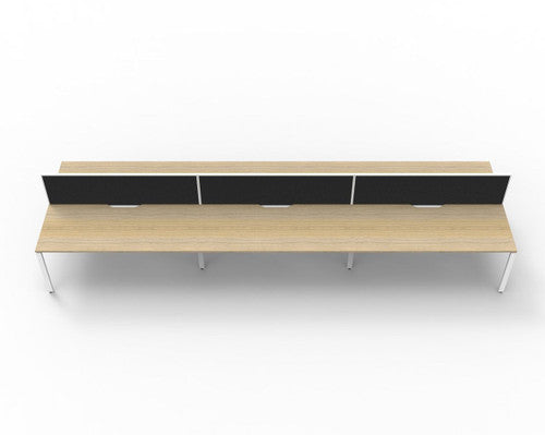 Rapidline Deluxe Infinity Back to Back 6 Person Workstation Profile Leg 1500 x 750mm with Screen Natural Oak / White Satin