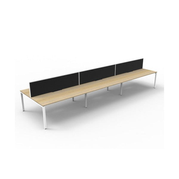 Rapidline Deluxe Infinity Back to Back 6 Person Workstation Profile Leg 1500 x 750mm with Screen Natural Oak / White Satin