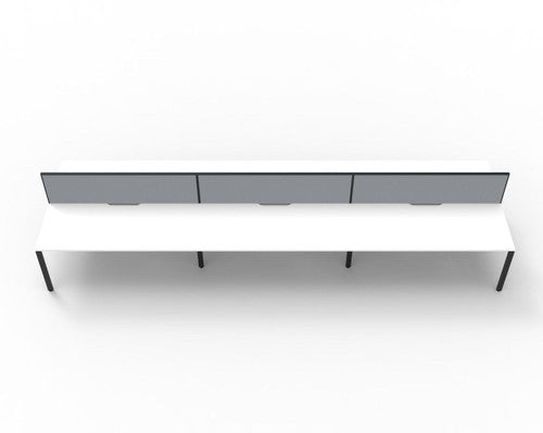 Rapidline Deluxe Infinity Back to Back 6 Person Workstation Profile Leg 1500 x 750mm with Screen Natural White / Black Satin