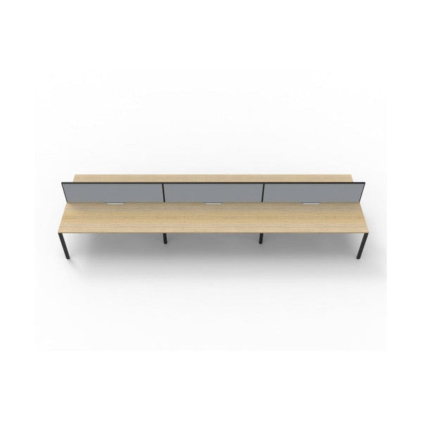 Rapidline Deluxe Infinity Back to Back 6 Person Workstation Profile Leg 1800 x 750mm with Screen Natural Oak / Black Satin
