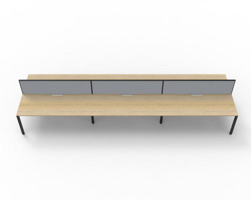 Rapidline Deluxe Infinity Back to Back 6 Person Workstation Profile Leg 1800 x 750mm with Screen Natural Oak / Black Satin