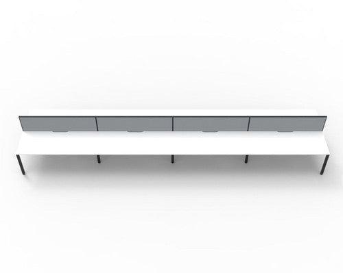 Rapidline Deluxe Infinity Back to Back 8 Person Workstation Profile Leg 1200 x 750mm with Screen Natural White / Black Satin