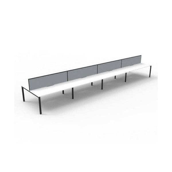 Rapidline Deluxe Infinity Back to Back 8 Person Workstation Profile Leg 1200 x 750mm with Screen Natural White / Black Satin