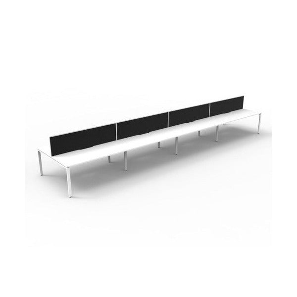 Rapidline Deluxe Infinity Back to Back 8 Person Workstation Profile Leg 1200 x 750mm with Screen Natural White / White Satin