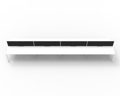 Rapidline Deluxe Infinity Back to Back 8 Person Workstation Profile Leg 1500 x 750mm with Screen Natural White / White Satin