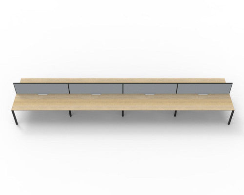Rapidline Deluxe Infinity Back to Back 8 Person Workstation Profile Leg 1800 x 750mm with Screen Natural Oak / Black Satin