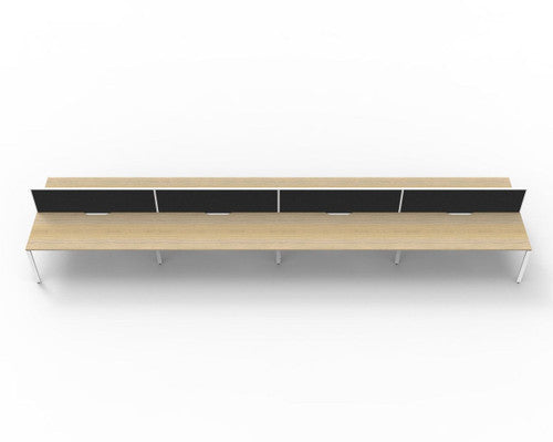 Rapidline Deluxe Infinity Back to Back 8 Person Workstation Profile Leg 1800 x 750mm with Screen Natural Oak / White Satin